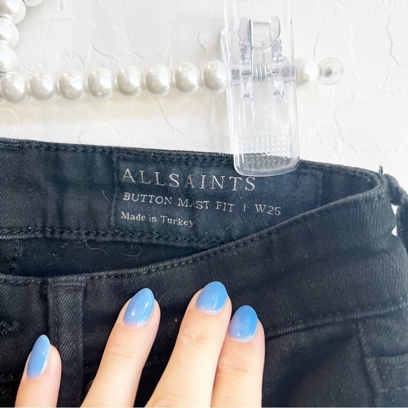 Allsaints Women's Button Mast Skinny Jeans Black Button Fly Stretch 25 - Picture 6 of 8